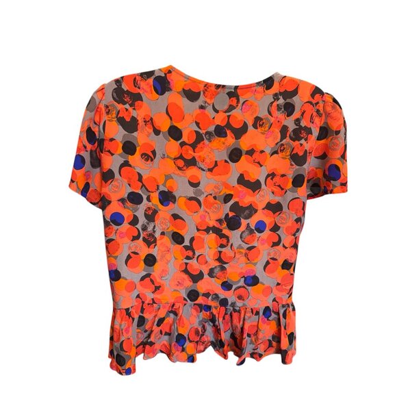 HD In Paris Anthropologie 100% Silk Blouse US 2 UK 06 Ruffle Peplum Polka Dot - Picture 3 of 8